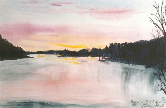 Sonnenuntergang an der Bevertalsperre bei Gro�h�feld