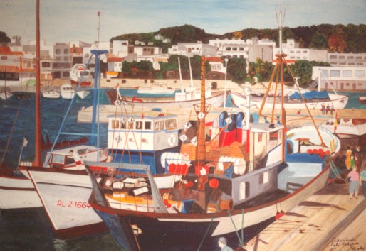 Fischerhafen in Cala Ratjada (�l auf Leinwand)