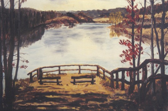 Aussichts- und Ruhestelle an der Wuppersperre im Herbst 1996