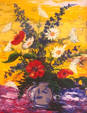 Feldblumen im Tontopf