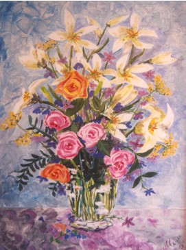 Lilien mit Rosen